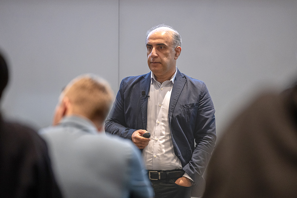 Abbas Semnani giving a lecture at Georgia Tech.